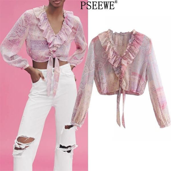 blouse women paisley print chiffon crop female vintage ruffle knot long sleeve chic woman summer blouses 210519, White
blouse women paisley print chiffon crop female vintage ruffle knot long sleeve chic woman summer blouses 210519, White