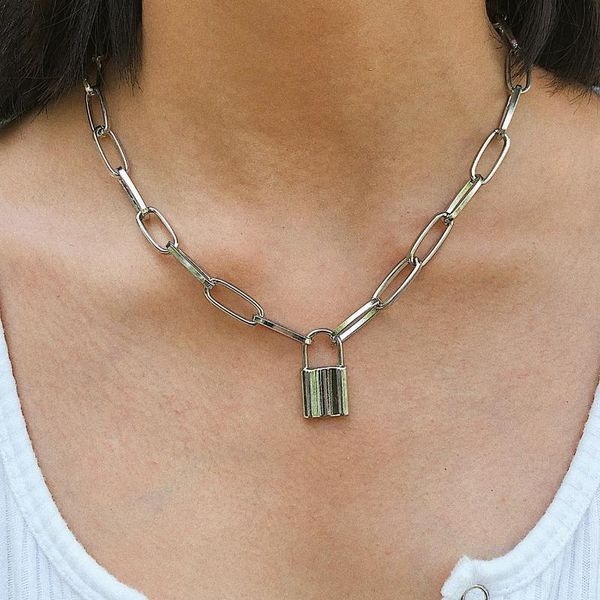 chains punk clavicle chain with lock necklace for women men padlock pendant gothic grunge aesthetic egirl alternative fashion jewelry, Silver
chains punk clavicle chain with lock necklace for women men padlock pendant gothic grunge aesthetic egirl alternative fashion jewelry, Silver