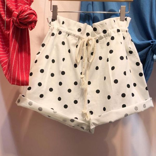 women's shorts korean bandage curl dot high waist loose femme summer feminino wide leg casual elastic women, White;black
women's shorts korean bandage curl dot high waist loose femme summer feminino wide leg casual elastic women, White;black