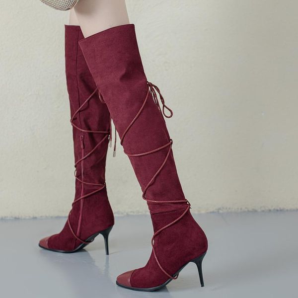 boots flock women zipper fashion ladies booties lace up thin heels over the knee shoes thigh high woman 2021, Black
boots flock women zipper fashion ladies booties lace up thin heels over the knee shoes thigh high woman 2021, Black