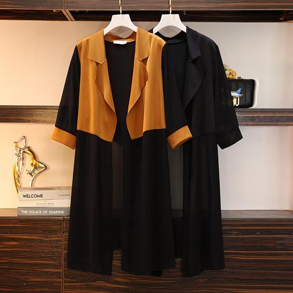 women's jackets 2021 autumn clothes plus size sister fashion slimming mid-length cardigan trench coat women, Black;brown
women's jackets 2021 autumn clothes plus size sister fashion slimming mid-length cardigan trench coat women, Black;brown