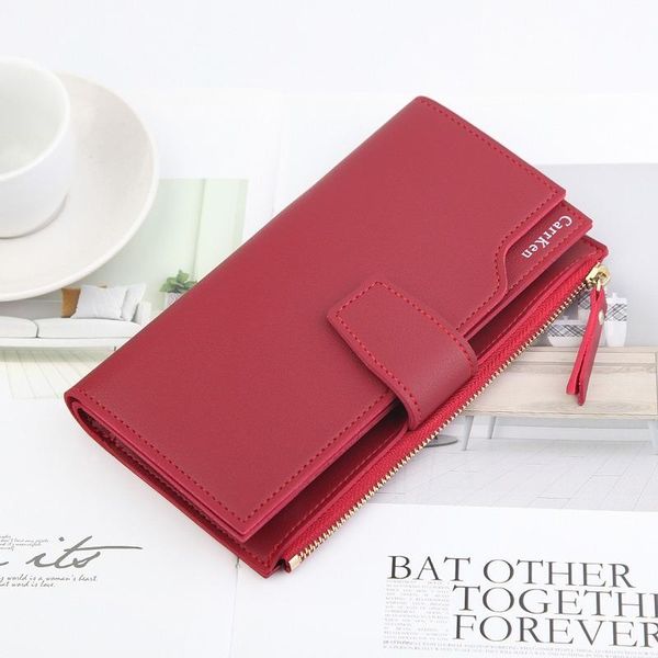 wallets long women's wallet trifold zip clutch bag, Red;black 
wallets long women's wallet trifold zip clutch bag, Red;black