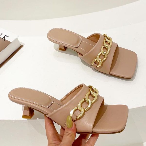 spring women slippers fashion low thin heels sandals shoes for woman chain square toe ladies heel slides, Black
spring women slippers fashion low thin heels sandals shoes for woman chain square toe ladies heel slides, Black