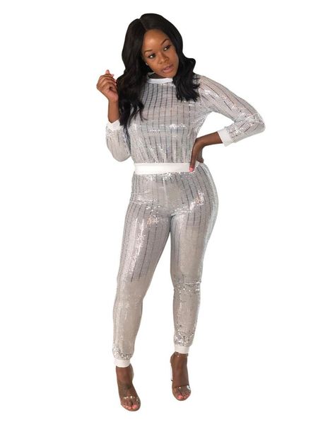 women's jumpsuits & rompers autumn sequin splice 2 piece set skinny leotard women long sleeve o neck full length pant jumpsuit plus si, Black;white
women's jumpsuits & rompers autumn sequin splice 2 piece set skinny leotard women long sleeve o neck full length pant jumpsuit plus si, Black;white
