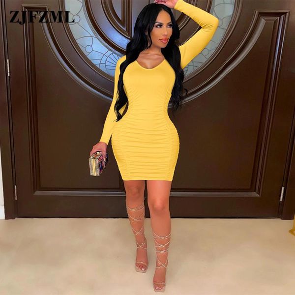 casual dresses early autumn women's bodycon ruched dress elegant scoop neck full sleeve club party solid female sheath vestidos, Black;gray
casual dresses early autumn women's bodycon ruched dress elegant scoop neck full sleeve club party solid female sheath vestidos, Black;gray