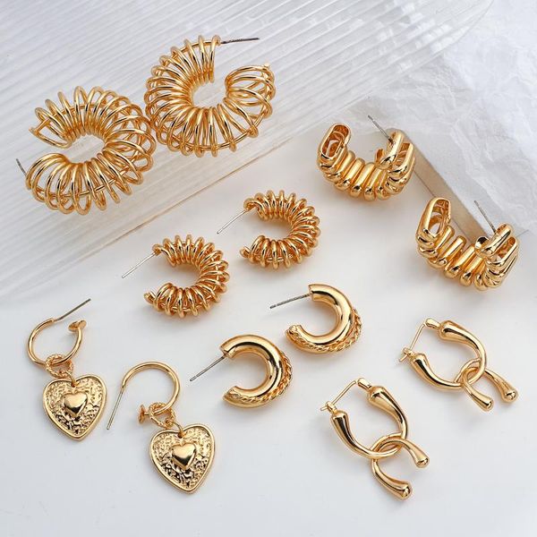 hoop & huggie lifefontier punk rose gold color copper earrings for women multiple c-shapled love heart pendant korean jewelry, Golden;silver
hoop & huggie lifefontier punk rose gold color copper earrings for women multiple c-shapled love heart pendant korean jewelry, Golden;silver