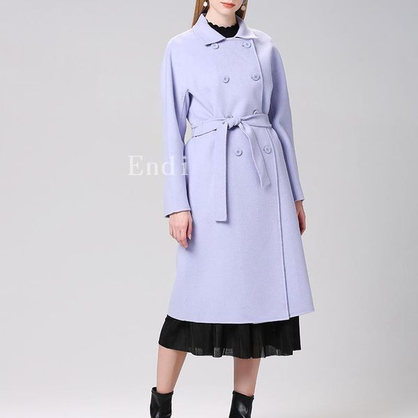 women's wool & blends manual double big profile belt line with long cloth coat temperament of australian, Black
women's wool & blends manual double big profile belt line with long cloth coat temperament of australian, Black