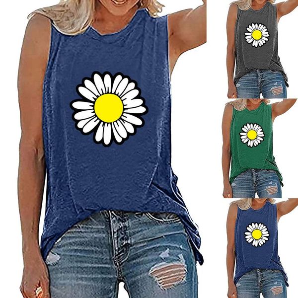 women's t-shirt women summer shirt cool youth daisy print vest fashion o-neck sleeveless printing casual blouse tunics shirts tee, White
women's t-shirt women summer shirt cool youth daisy print vest fashion o-neck sleeveless printing casual blouse tunics shirts tee, White