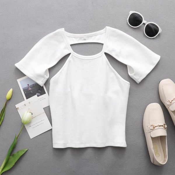and the united states wind in spring of 2021 women's clothing wholesale big backless collar t-shirt, White
and the united states wind in spring of 2021 women's clothing wholesale big backless collar t-shirt, White