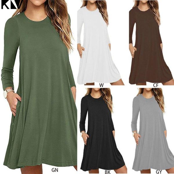 casual dresses women autumn long sleeve round neck plain t-shirt dress solid color pleated swing loose pullover streetwear with pockets, Black;gray
casual dresses women autumn long sleeve round neck plain t-shirt dress solid color pleated swing loose pullover streetwear with pockets, Black;gray