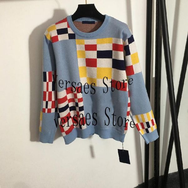 women's sweaters luxury design color plaid knitted pullover fashion temperament round neck long sleeve sweater spring and autumn, White;black
women's sweaters luxury design color plaid knitted pullover fashion temperament round neck long sleeve sweater spring and autumn, White;black