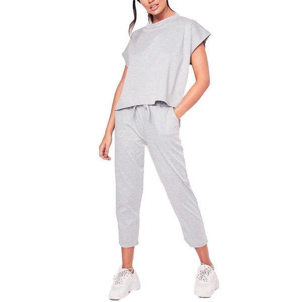 tracksuit 2pcs set jogging suit women tracksuits loose short sleeve t shirt lace up pants sport, Gray
tracksuit 2pcs set jogging suit women tracksuits loose short sleeve t shirt lace up pants sport, Gray