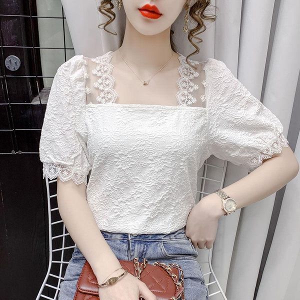 women's blouses & shirts 2021 women spring summer elegant solid blouse lady ruffled square collar short sleeve lace shirt female casual, White
women's blouses & shirts 2021 women spring summer elegant solid blouse lady ruffled square collar short sleeve lace shirt female casual, White