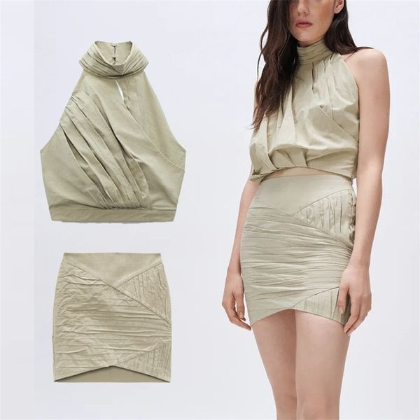 summer pleated cropped blouse women vintage sleeveless halter fashion back button side zip woman cotton shirt 210524, White
summer pleated cropped blouse women vintage sleeveless halter fashion back button side zip woman cotton shirt 210524, White
