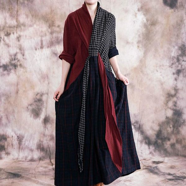 casual dresses asymsay 2021 autumn cotton linen v-neck loose long vintage lace up dress chinese style women robes al1783, Black;gray
casual dresses asymsay 2021 autumn cotton linen v-neck loose long vintage lace up dress chinese style women robes al1783, Black;gray