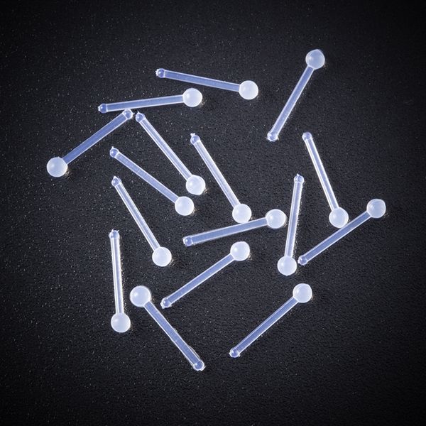 clear nose ring studs acrylic nostril bone screw nose piercing flexible prevent allergy retainer body jewelry, Silver 
clear nose ring studs acrylic nostril bone screw nose piercing flexible prevent allergy retainer body jewelry, Silver