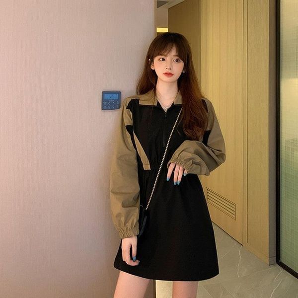 casual dresses dress women long sleeve panelled patchwork turn-down collar female high waist mini elegant cargo-style leisure, Black;gray
casual dresses dress women long sleeve panelled patchwork turn-down collar female high waist mini elegant cargo-style leisure, Black;gray