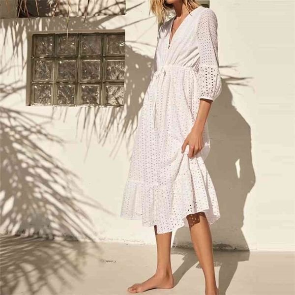 women summer za white v-neck dress 3/4 sleeve buttons bow tie slim casual female elegant party a-line dresses clothes vestidos 210730, Black;gray
women summer za white v-neck dress 3/4 sleeve buttons bow tie slim casual female elegant party a-line dresses clothes vestidos 210730, Black;gray