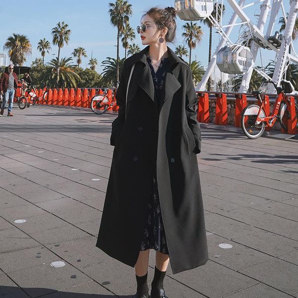 women's trench coats brand fashion women coat black double-breasted with belt long duster for lady spring autumn female outerwear, Tan;black
women's trench coats brand fashion women coat black double-breasted with belt long duster for lady spring autumn female outerwear, Tan;black