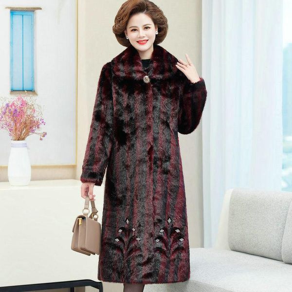 women's fur & faux women winter imitation mink coat middle-aged mother thicken plus size outerwear female keep warm jacket a480, Black
women's fur & faux women winter imitation mink coat middle-aged mother thicken plus size outerwear female keep warm jacket a480, Black