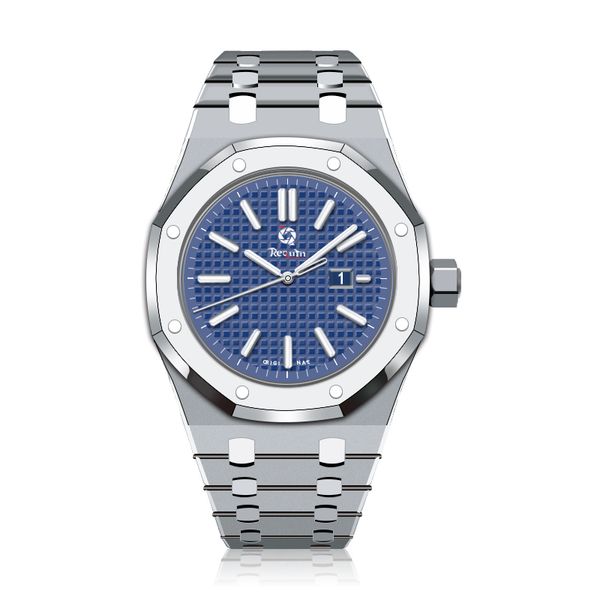 men's automatic mechanical watch requin 15500 blue three-hand calendar dial mesh silver white stainless steel case folding clasp 4302, Slivery;brown
men's automatic mechanical watch requin 15500 blue three-hand calendar dial mesh silver white stainless steel case folding clasp 4302, Slivery;brown