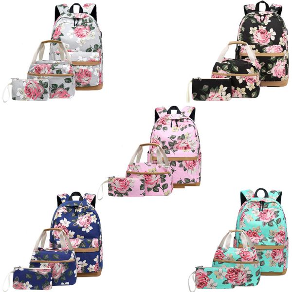 fashion bag 2021 korean three piece printed oxford usb computer outdoor leisure backpack