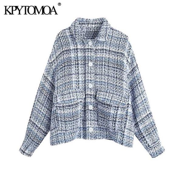 kpytomoa women fashion with pocket tweed jacket coat vintage long sleeve button-up female outerwear chic overshirt 211014, Black;brown
kpytomoa women fashion with pocket tweed jacket coat vintage long sleeve button-up female outerwear chic overshirt 211014, Black;brown