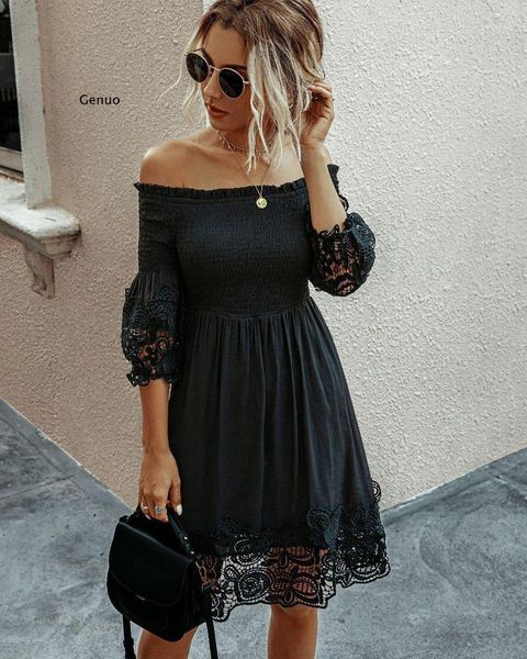 casual dresses 2021 white black lace dress women summer a line party ladies sundresses off shoulder midi backless robe femme, Black;gray
casual dresses 2021 white black lace dress women summer a line party ladies sundresses off shoulder midi backless robe femme, Black;gray