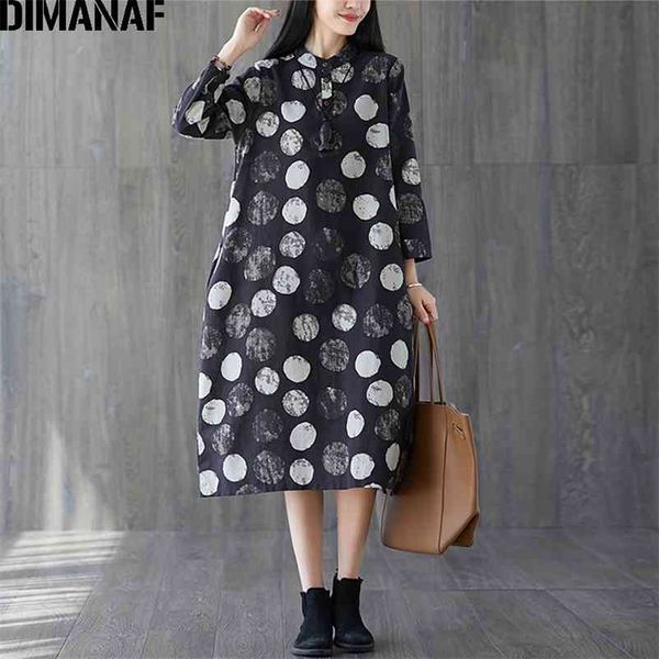 plus size women dress vintage long sleeve print dot female elegant vestidos cotton loose casual autumn clothing 210531, Black;gray
plus size women dress vintage long sleeve print dot female elegant vestidos cotton loose casual autumn clothing 210531, Black;gray