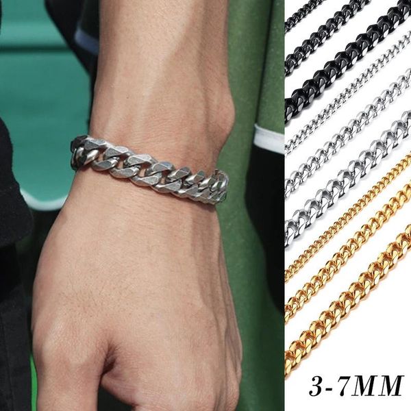 bangle trendy cuban chain men bracelet classic stainless steel 3/5/7mm width for women jewelry gift, Black
bangle trendy cuban chain men bracelet classic stainless steel 3/5/7mm width for women jewelry gift, Black