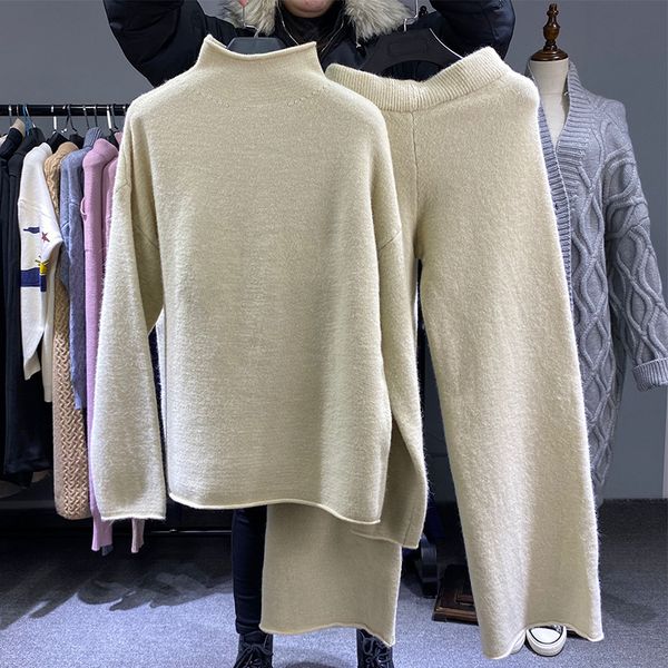 women's two piece pants womens cashmere mixes 2-piece nightgown long sleeve sweater waist elastic legs wide set western style suits, White
women's two piece pants womens cashmere mixes 2-piece nightgown long sleeve sweater waist elastic legs wide set western style suits, White