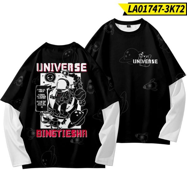 men's t-shirts hip hop fake two piece tshirt male black astronaut print t-shirt long sleeve round neck, White;black
men's t-shirts hip hop fake two piece tshirt male black astronaut print t-shirt long sleeve round neck, White;black