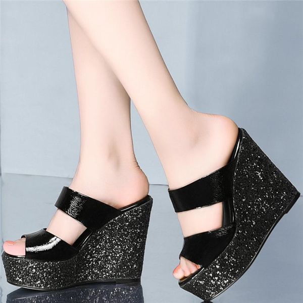 dress shoes women genuine leather wedges high heel gladiator sandals female shiny glitter open toe party platform pumps casual, Black
dress shoes women genuine leather wedges high heel gladiator sandals female shiny glitter open toe party platform pumps casual, Black