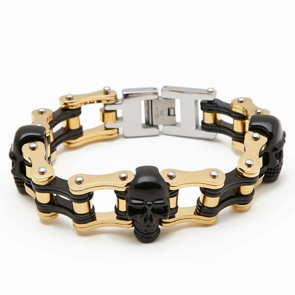 link, chain skull heads charm bracelets 316l bracelet drop black steel men stainless motorcycle jewelry golden
link, chain skull heads charm bracelets 316l bracelet drop black steel men stainless motorcycle jewelry golden