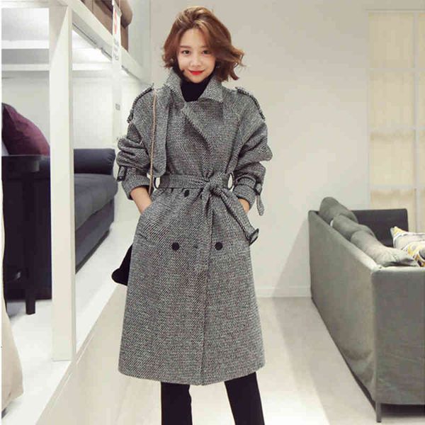 women's wool & blends autumn winter long coat elegant double-breasted lapel collar sashes tweed thick en outerwear nfv9, Black
women's wool & blends autumn winter long coat elegant double-breasted lapel collar sashes tweed thick en outerwear nfv9, Black