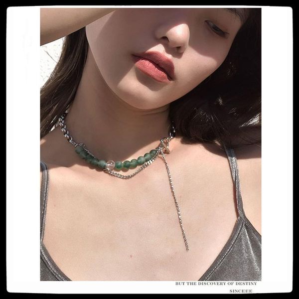 sexmara 2021 punk personality jade splicing chain double layer ot buckle clavicle necklace for men women girls jewelry chains, Silver
sexmara 2021 punk personality jade splicing chain double layer ot buckle clavicle necklace for men women girls jewelry chains, Silver