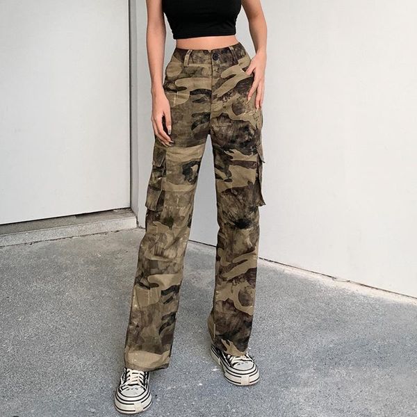 women's pants & capris women fashion retro style camouflage high waist woven cargo loose casual trousers, Black;white
women's pants & capris women fashion retro style camouflage high waist woven cargo loose casual trousers, Black;white