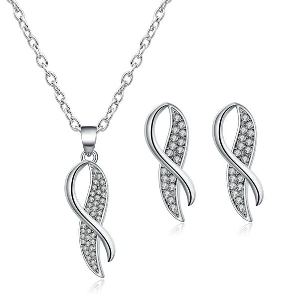 earrings & necklace 1set knot women crystal pendant jewelry set section dangle for anniversary day, Silver
earrings & necklace 1set knot women crystal pendant jewelry set section dangle for anniversary day, Silver