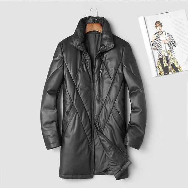 men's leather & faux winter genuine jacket men 2021 long sheepskin coat warm down korean mens jackets 88005 kj2990, Black
men's leather & faux winter genuine jacket men 2021 long sheepskin coat warm down korean mens jackets 88005 kj2990, Black