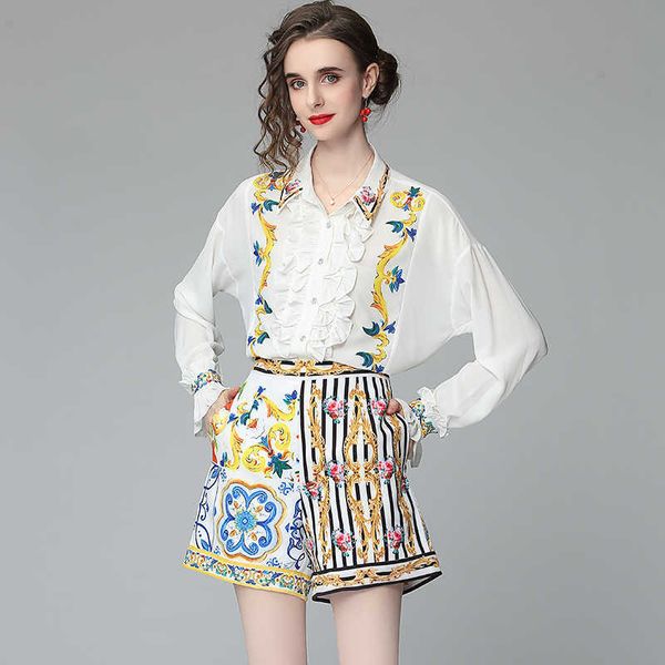 summer two piece set women ruffle long sleeve shirt blouse + pocket wide leg shorts vacation holiday outfits 210529, White
summer two piece set women ruffle long sleeve shirt blouse + pocket wide leg shorts vacation holiday outfits 210529, White