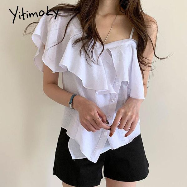 women's blouses & shirts yitimoky button up shirt women summer clothing irrgular white ruffle off shoulder korean fashion sleeveless sk
women's blouses & shirts yitimoky button up shirt women summer clothing irrgular white ruffle off shoulder korean fashion sleeveless sk