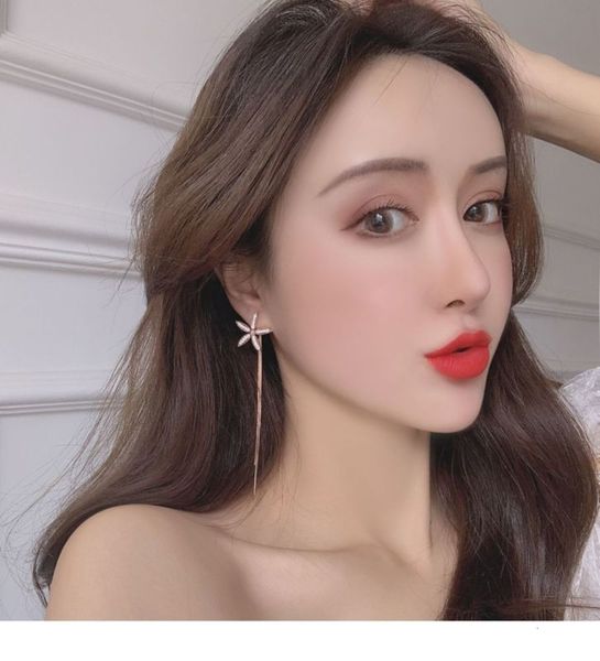 s925 silver needle korean east gate full drill five petal net red one two wear back hanging tassel long earrings female, Black
s925 silver needle korean east gate full drill five petal net red one two wear back hanging tassel long earrings female, Black
