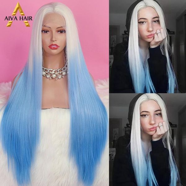 aiva hair ombre blue synthetic lace front wig long straight white high temperature fiber cosplay wigs for women, Black
aiva hair ombre blue synthetic lace front wig long straight white high temperature fiber cosplay wigs for women, Black