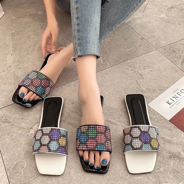 women summer flat slippers elegant ladies square toe slides outside shoes female crystal bling sandals fashion woman shoes 2021 tr54u56i56ik, Black
women summer flat slippers elegant ladies square toe slides outside shoes female crystal bling sandals fashion woman shoes 2021 tr54u56i56ik, Black