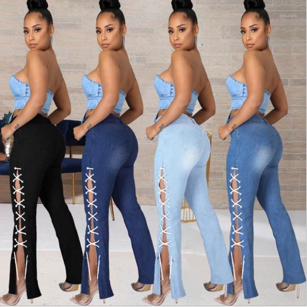 women's jeans womens denim hollow out bell bottom tie lace up cross bandage vintage boot cut pencil, Blue
women's jeans womens denim hollow out bell bottom tie lace up cross bandage vintage boot cut pencil, Blue