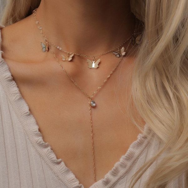 pendant necklaces 2021 women's jewelry simple temperament rhinestone geometric necklace female butterfly y-shaped tassel double, Silver
pendant necklaces 2021 women's jewelry simple temperament rhinestone geometric necklace female butterfly y-shaped tassel double, Silver