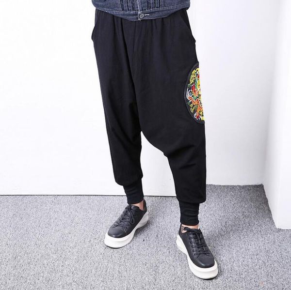 men's pants europe and the united states spring autumn summer chinese wind embroidery harem loose low crotch men casual pants, Black
men's pants europe and the united states spring autumn summer chinese wind embroidery harem loose low crotch men casual pants, Black