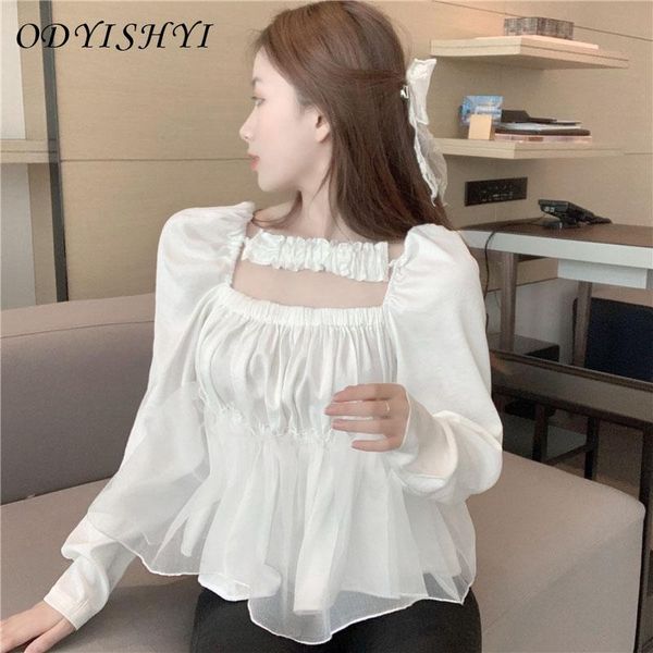women spring autumn solid color fashion slim gauze spliced square collar t-shirt female elegant designed tees ladies ml156 women's, White
women spring autumn solid color fashion slim gauze spliced square collar t-shirt female elegant designed tees ladies ml156 women's, White