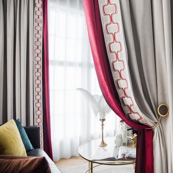 custom curtain modern nordic chinese flannel splicing red lace shading window livingroom bedroom blackout m1036 & drapes
custom curtain modern nordic chinese flannel splicing red lace shading window livingroom bedroom blackout m1036 & drapes
