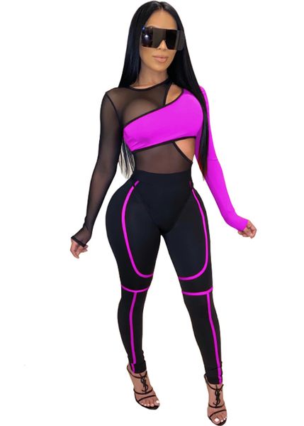 fashion contrast colors stripes women tracksuits hollow out see through mesh long sleeves bodysuit pants two-piece t shirt sets, White
fashion contrast colors stripes women tracksuits hollow out see through mesh long sleeves bodysuit pants two-piece t shirt sets, White